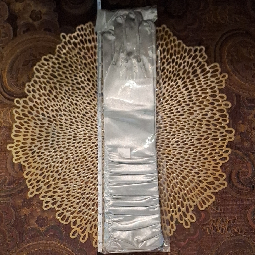 Elegant Long Silver Gloves